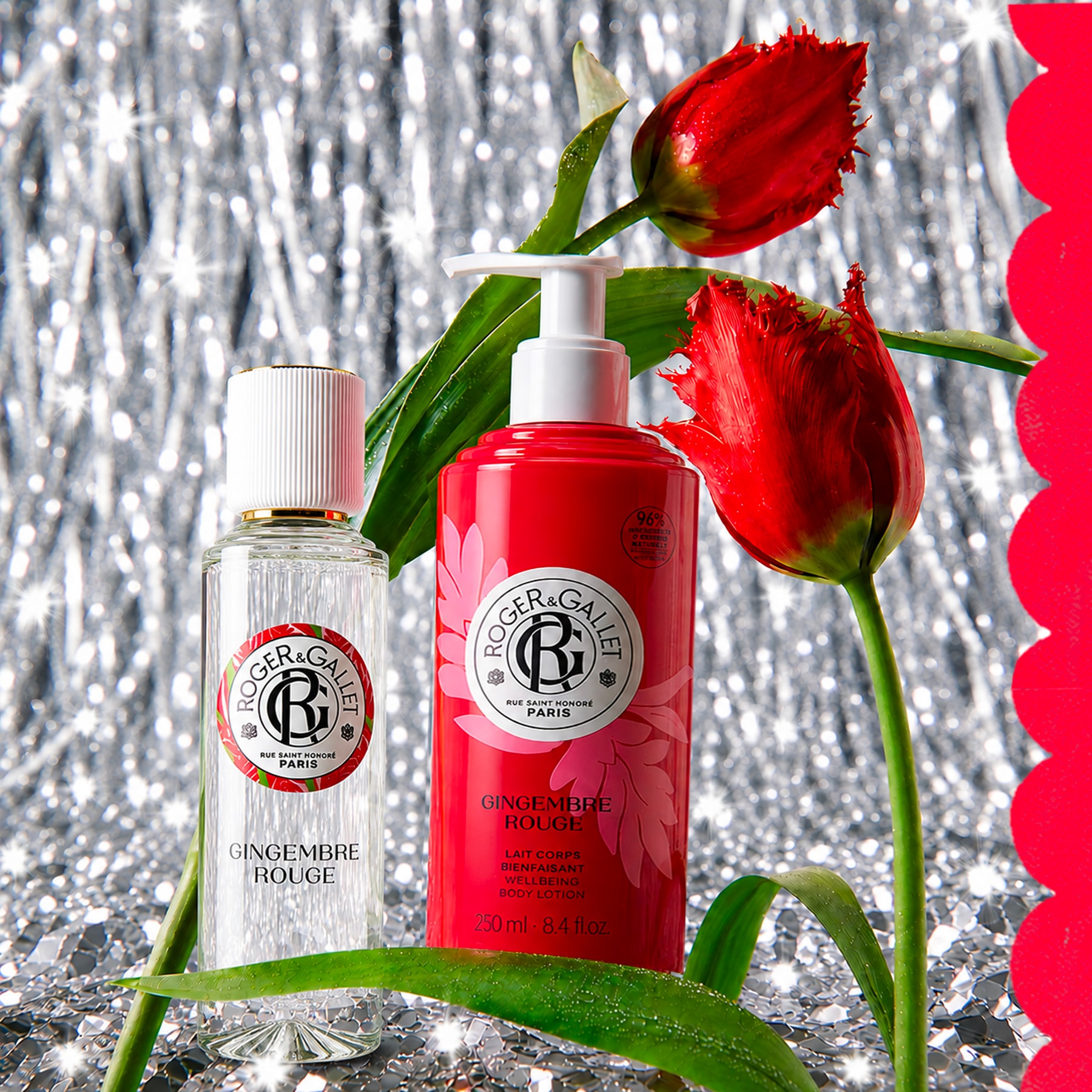 Gingembre Rouge Coffret Noël eau parfumée bienfaisante 100ml + lait corps bienfaisant